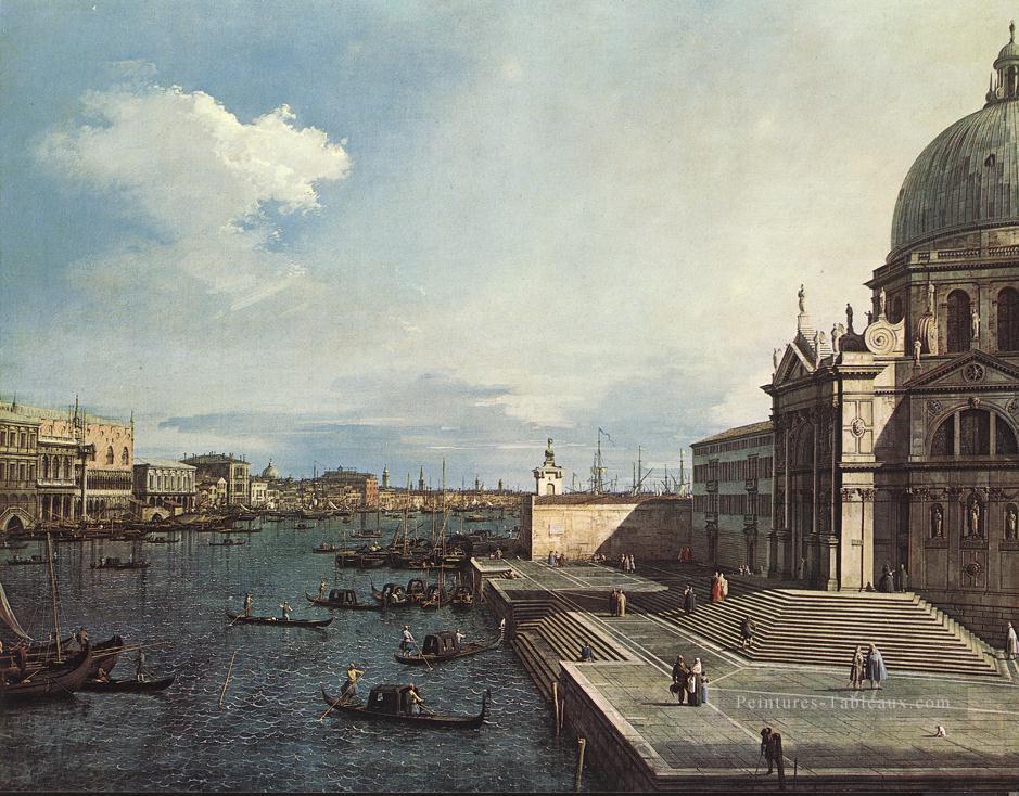 Le Grand Canal à l’église Salute Canaletto Venise Peintures à l'huile